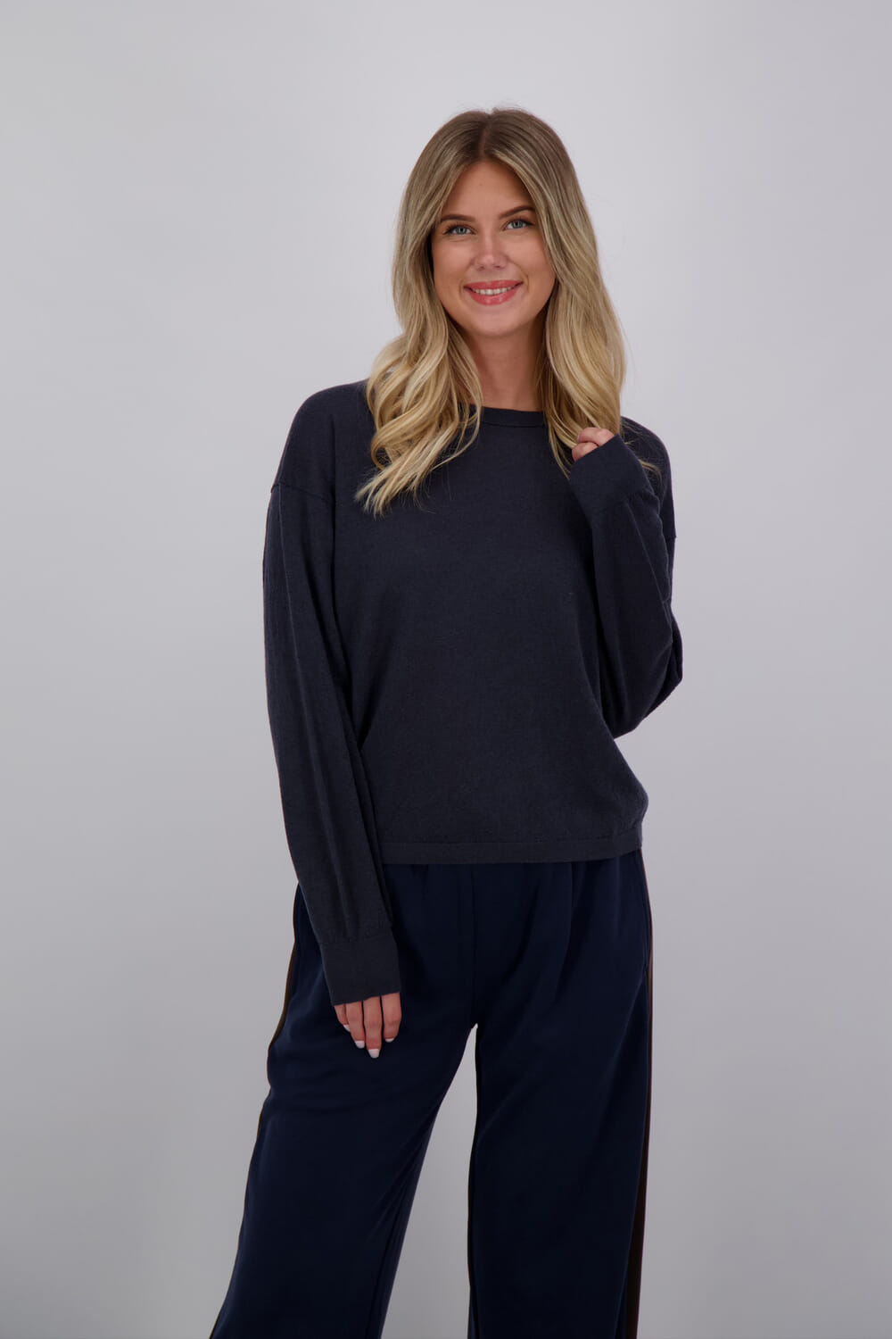 Yaya Gebreide trui met textuur Blauw
