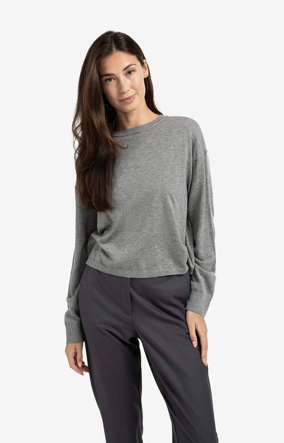 Yaya Textured round neck sweater ls Grijs