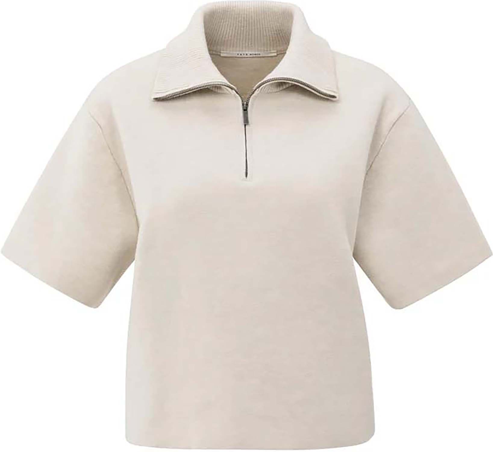 Yaya Short sleeve sweater with coll Wit