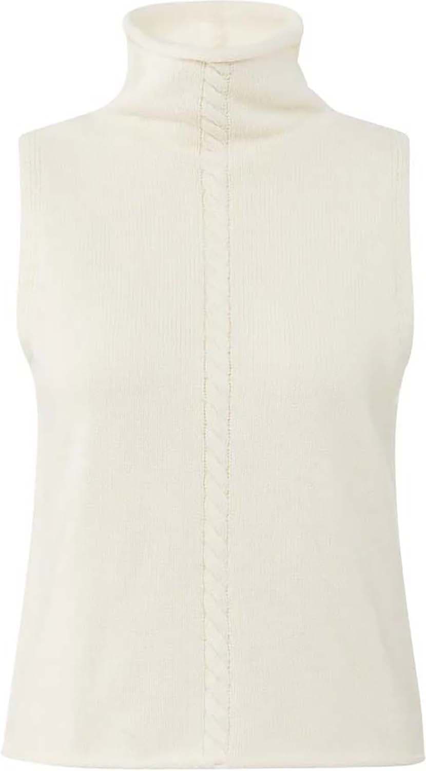 Yaya Cable high neck sleeveless swe Wit
