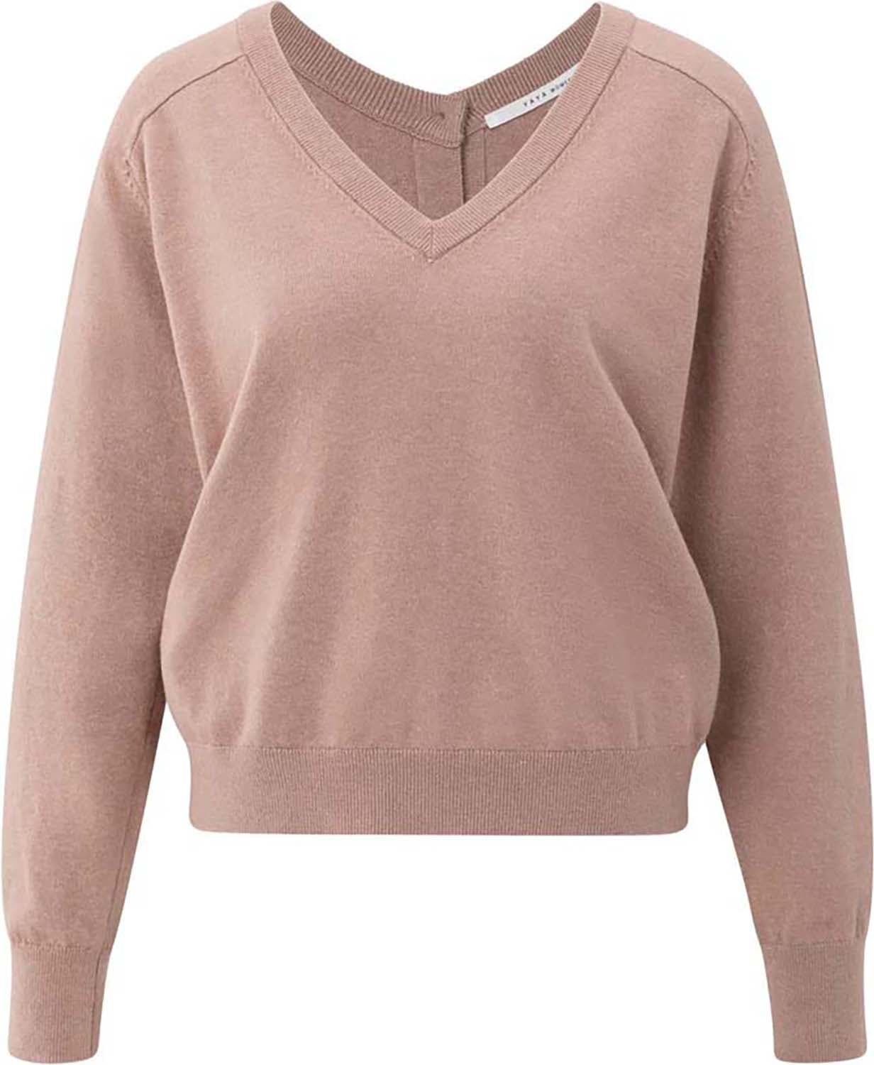 Yaya Double v-neck sweater with but Roze