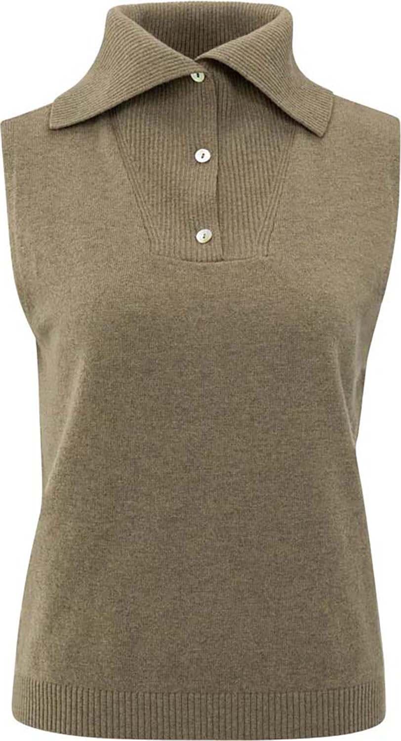 Yaya Sleeveless sweater with collar Groen