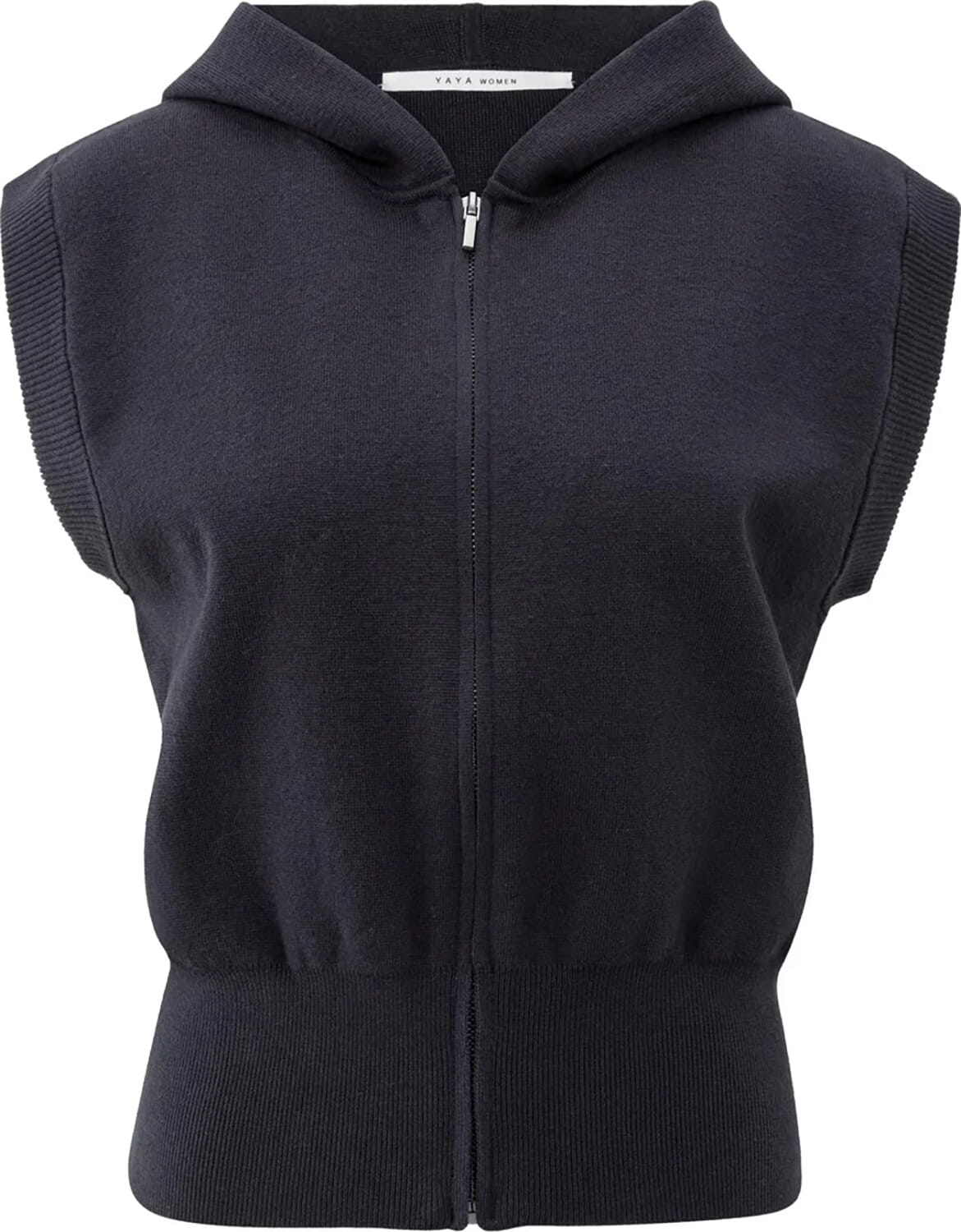 Yaya Sleeveless knitted hoody with Blauw