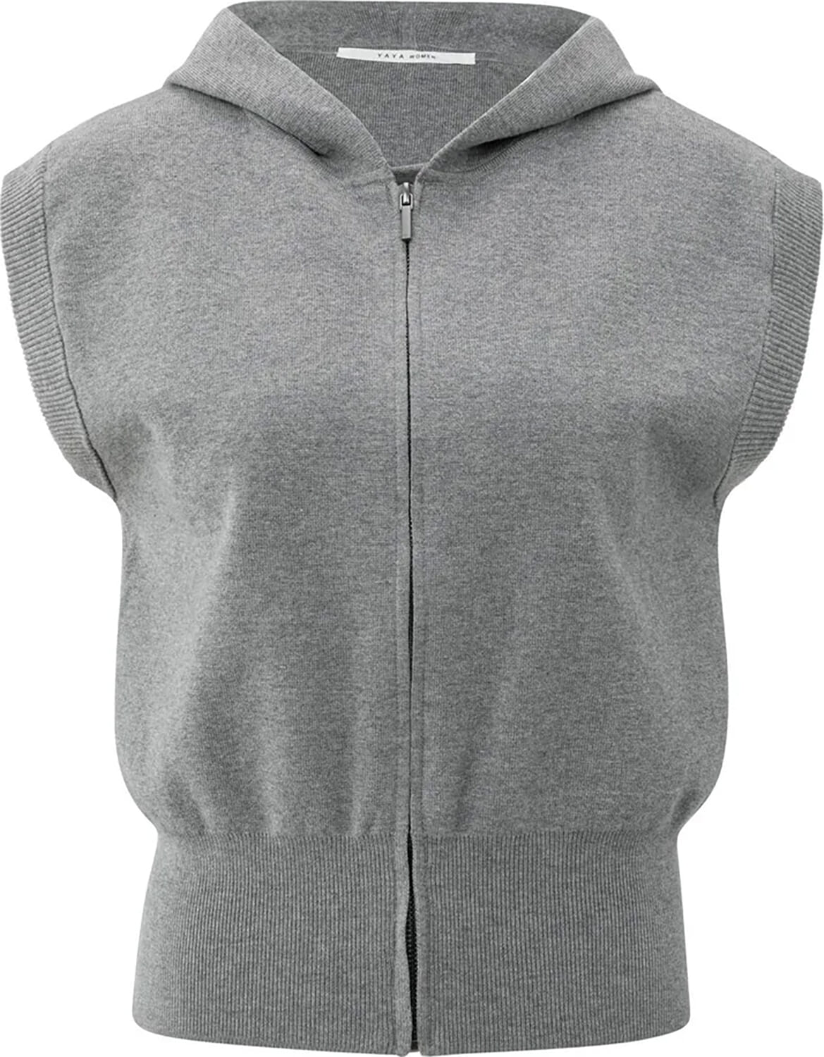 Yaya Sleeveless knitted hoody with Grijs