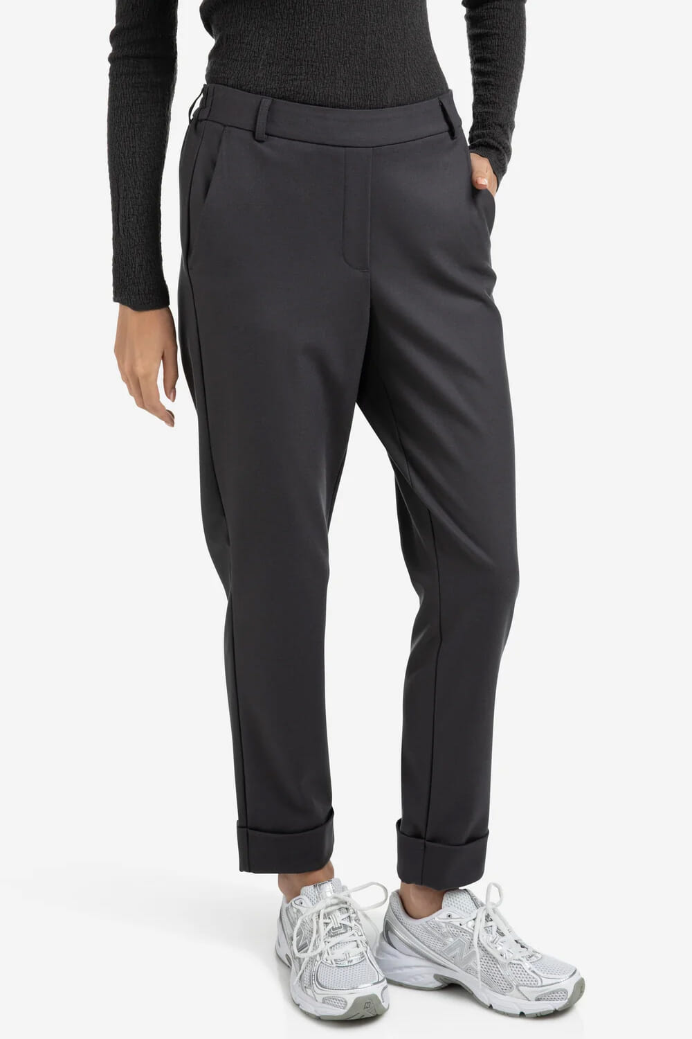 Yaya Pantalon with elastic waist Zwart