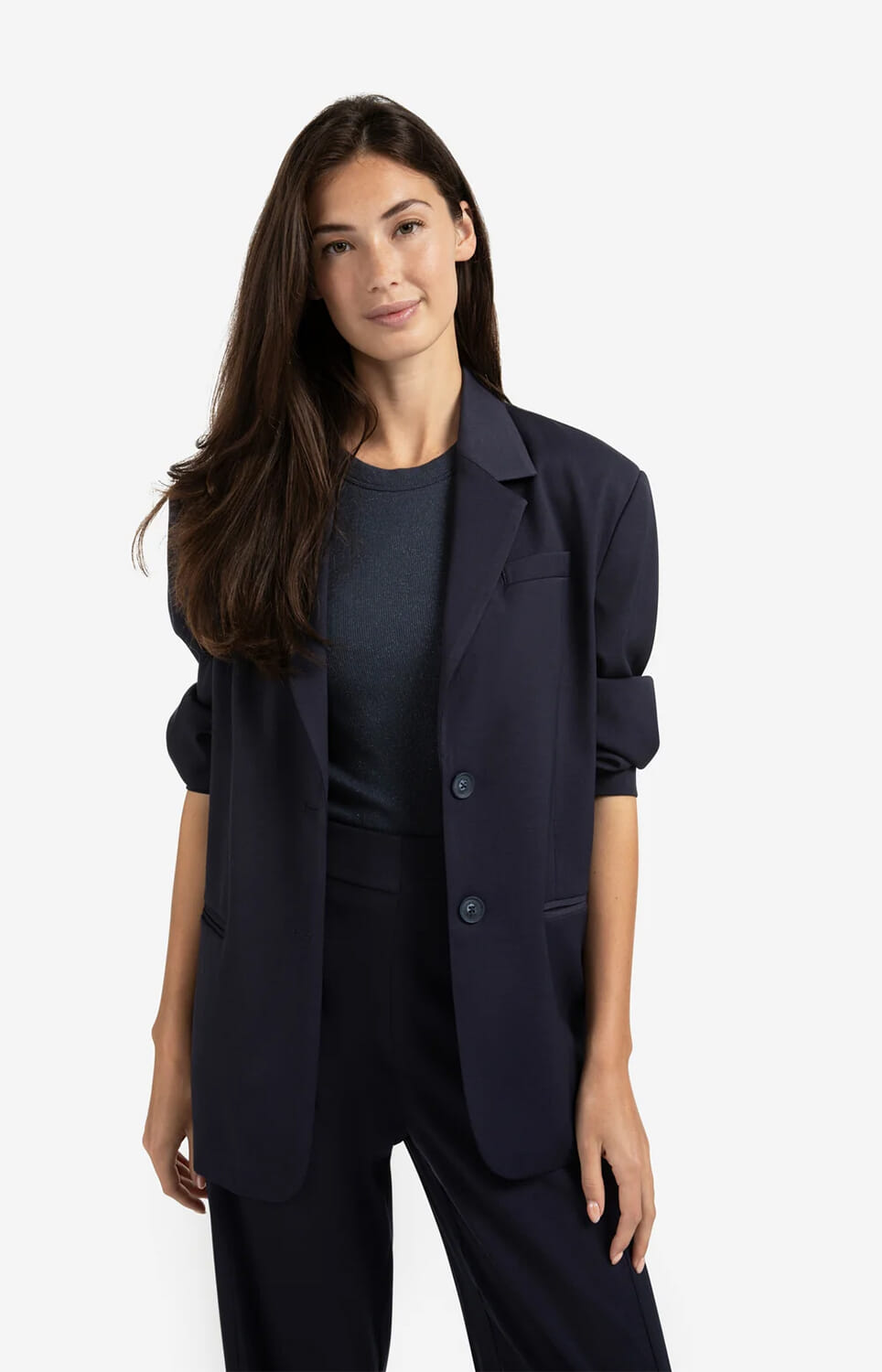 Yaya Woven Blazer Blauw