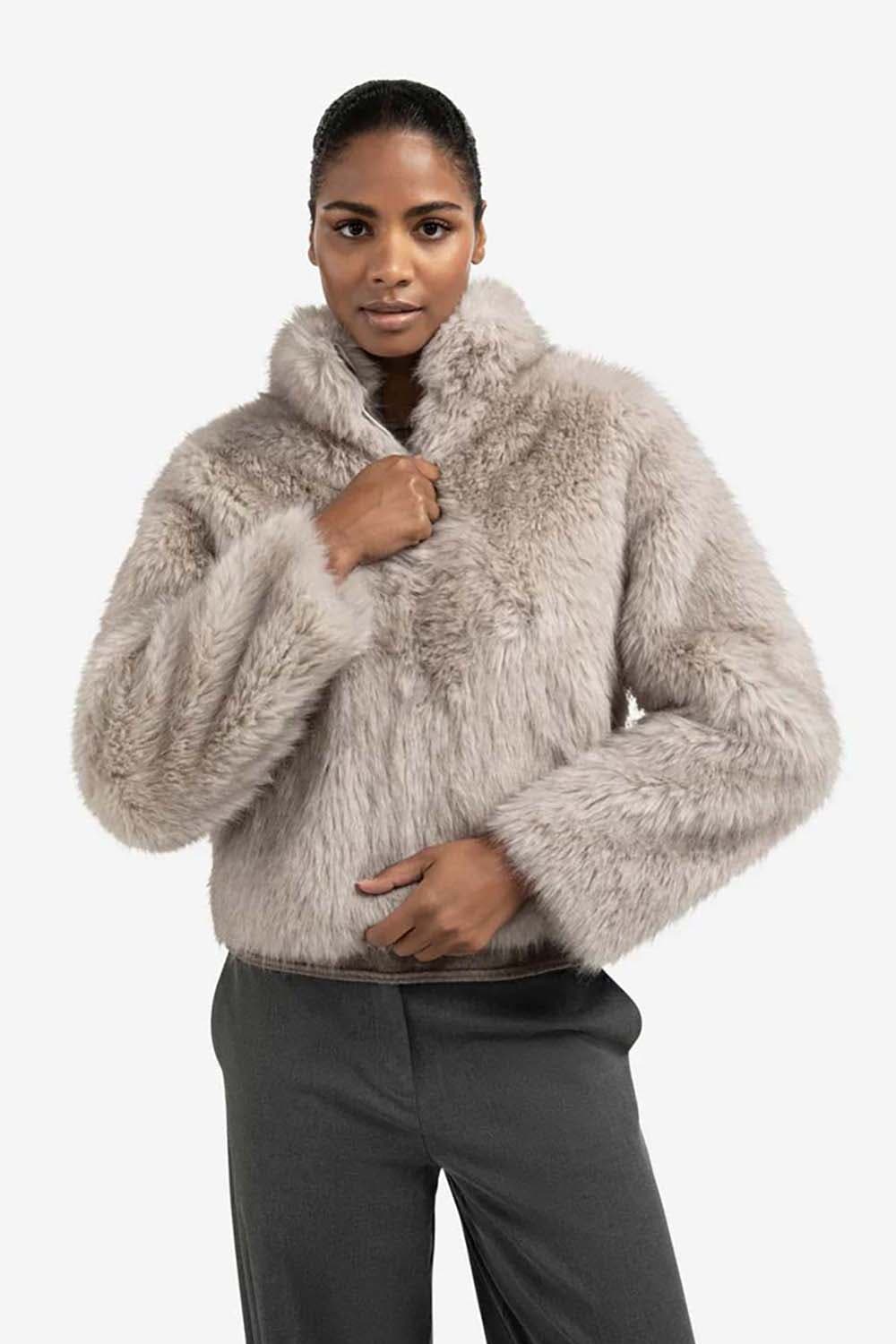 Yaya Jas Faux Fur Grijs