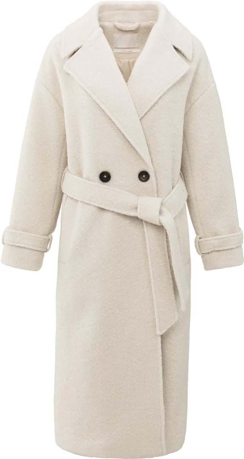 Yaya Woven boucle long length overs Wit