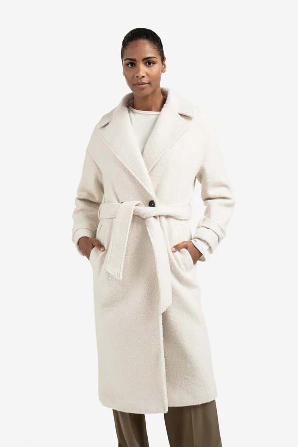 Yaya Woven boucle long length overs Wit