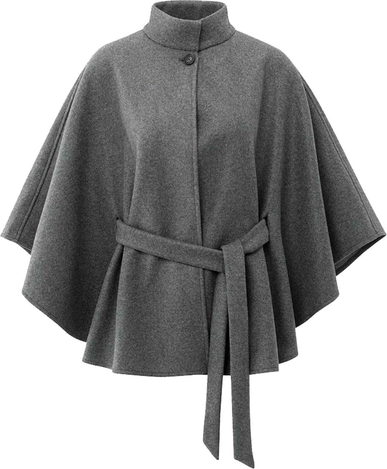Yaya Soft woven poncho with collar Grijs