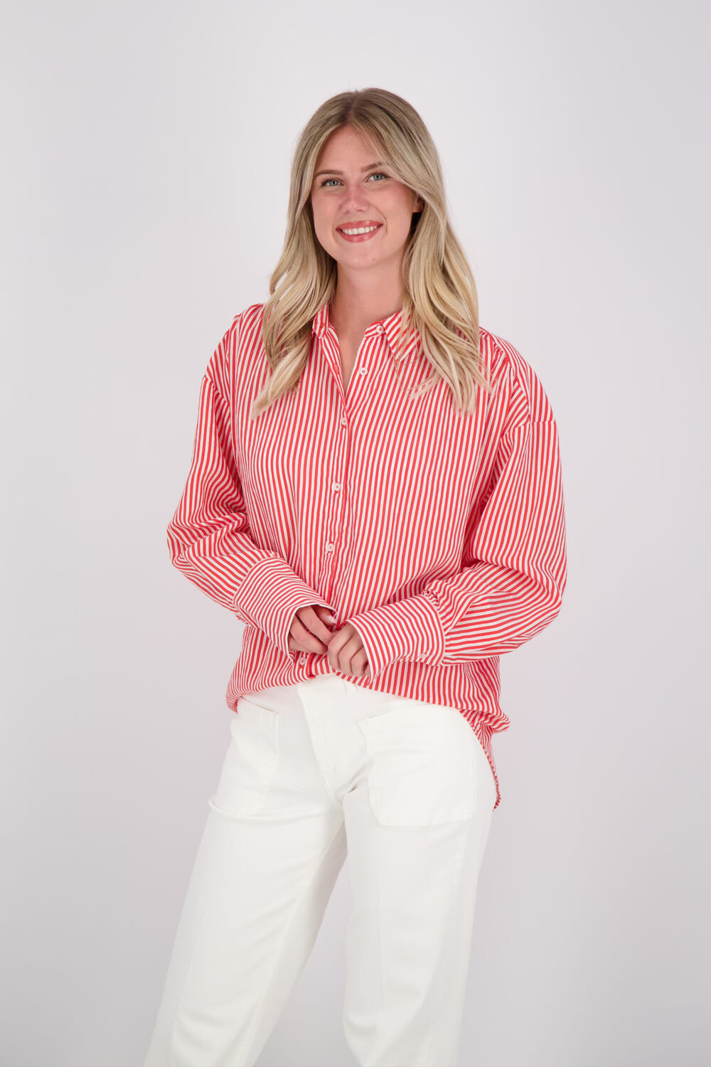 Zusss gestreepte blouse Rood