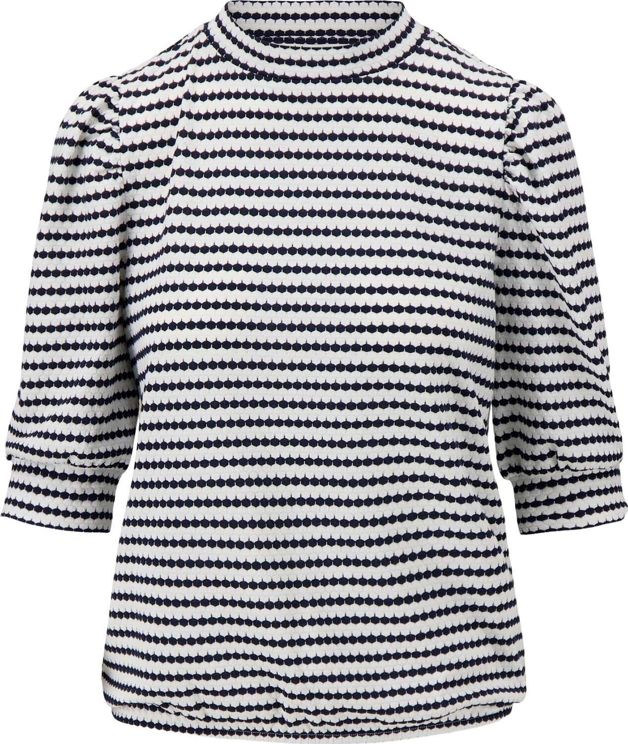Zusss poffmouw top met streep in structuur materiaal Blauw