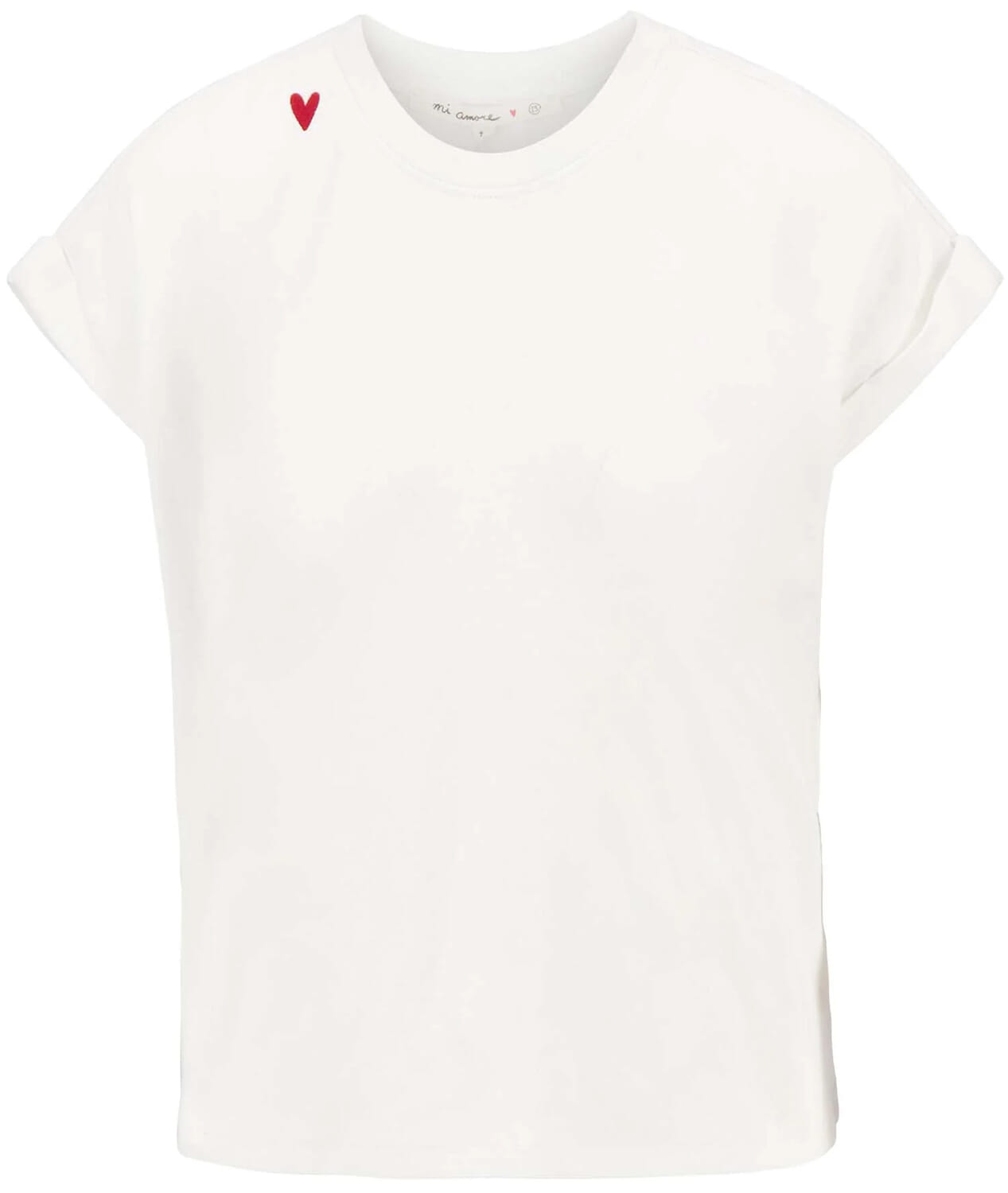 Zusss t-shirt met opgerolde mouw met love Wit