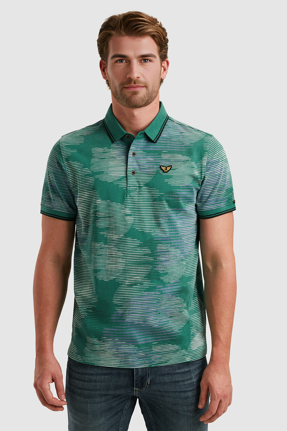 Pme Legend Polo met Allover Print Groen