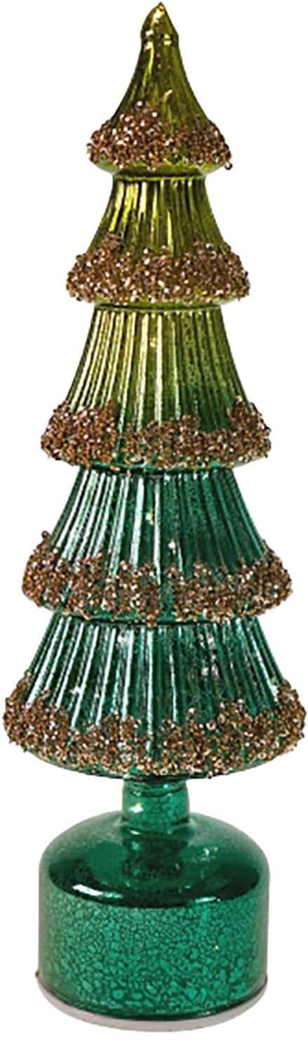 Bomont Collection Glass tree w. LED, rotating, petrol/green, glass,  Groen