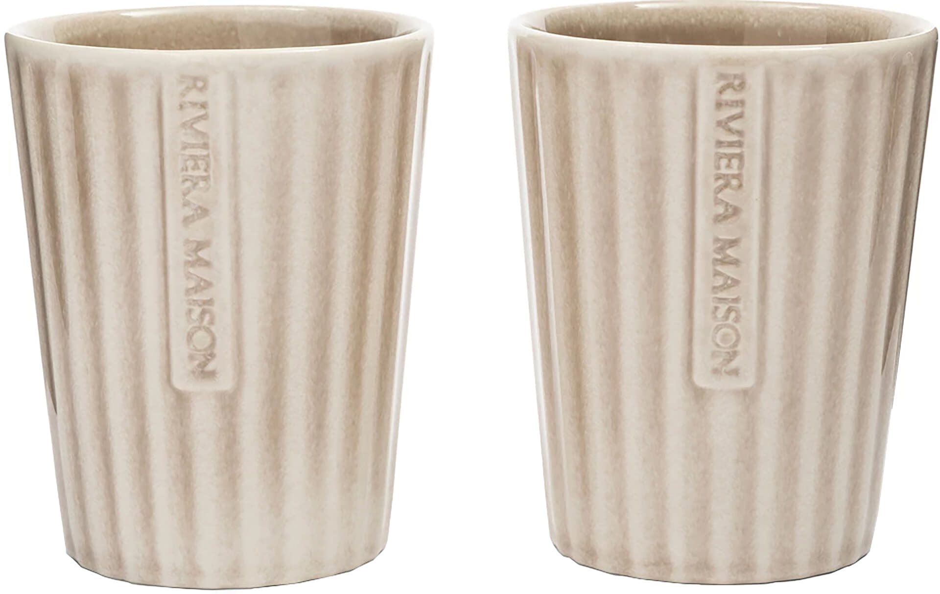 Riviera Maison Classic Ribbed Mug Set of 2 10,5cm Wit