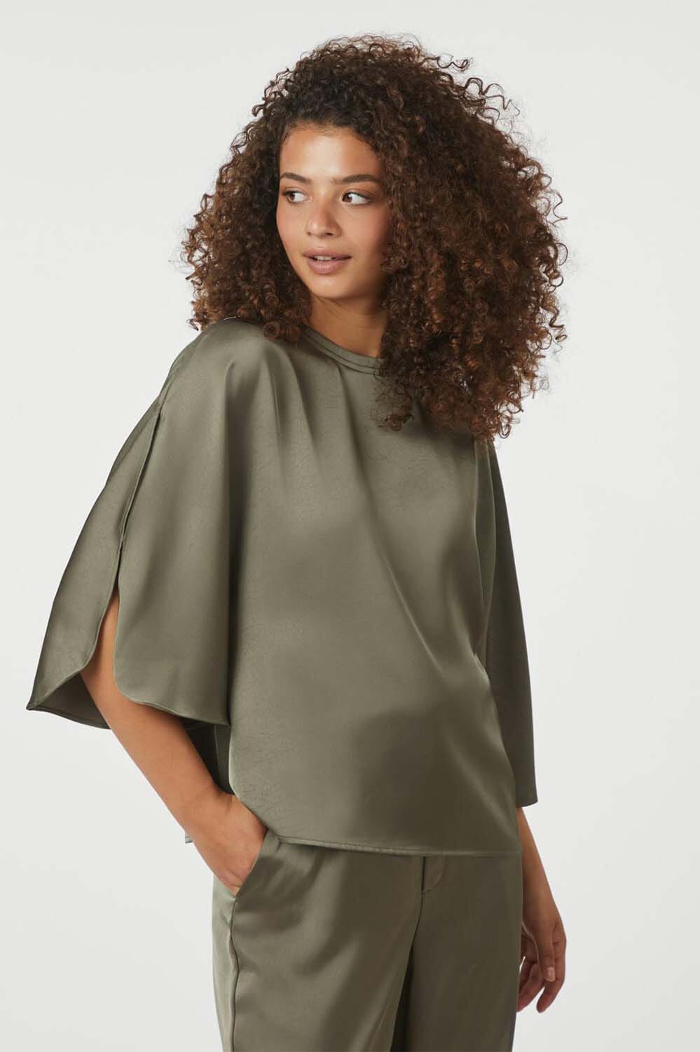 Neo Noir Top Liora Heavy Sateen  Groen