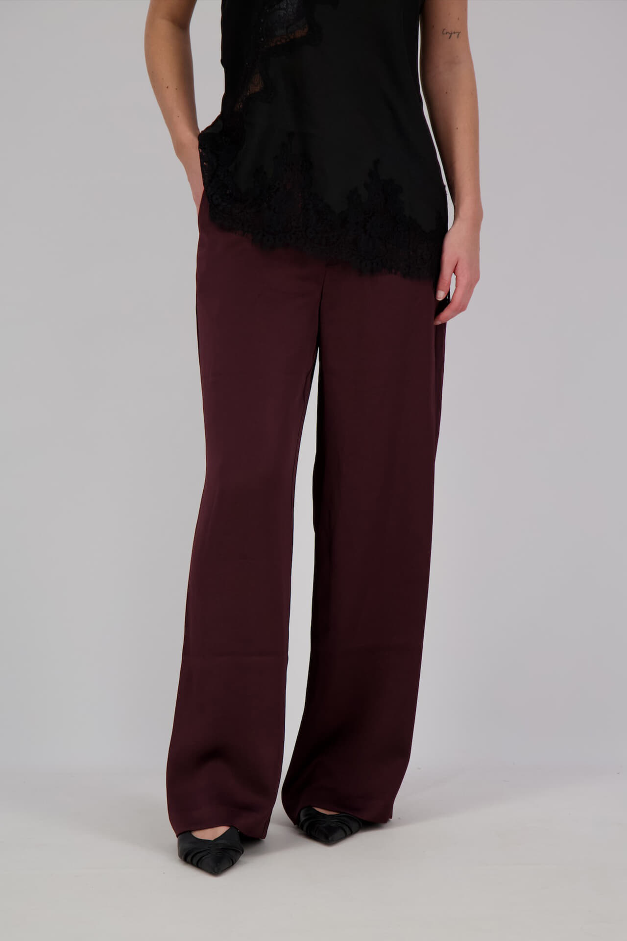 Neo Noir Pantalon Emmett Heavy Sateen Bordeaux Rood
