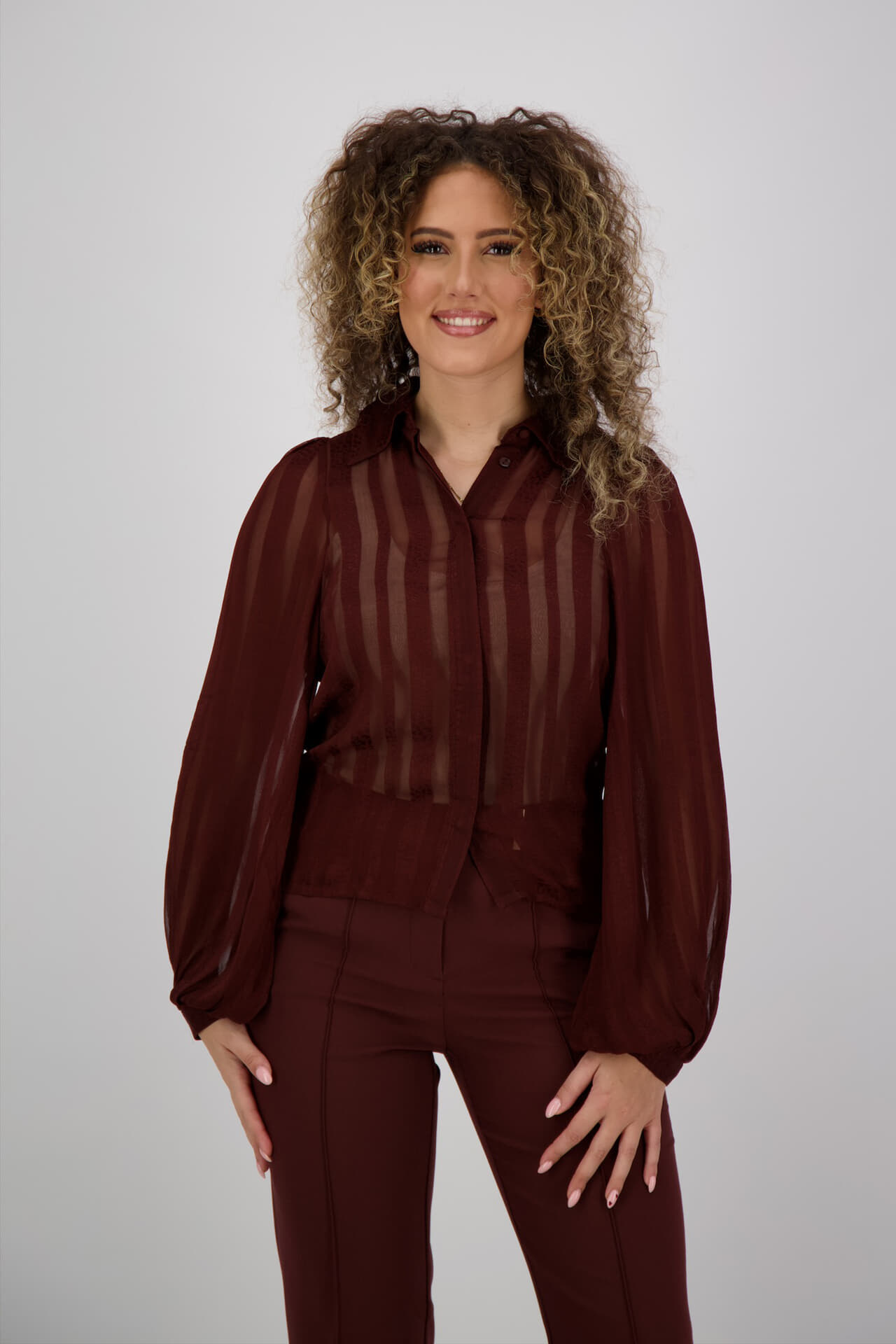 Aaiko Blouse Rose Stripes Bruin