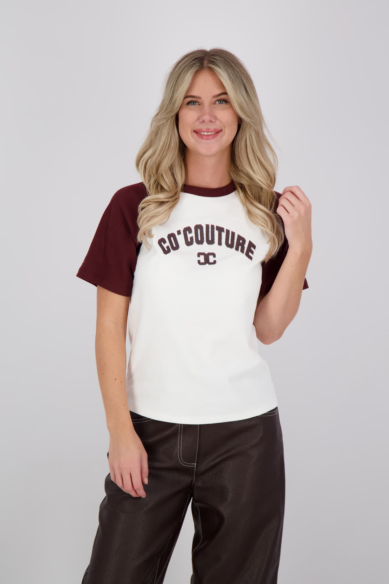 Co'couture T-shirt Edge Block Bordeaux Rood