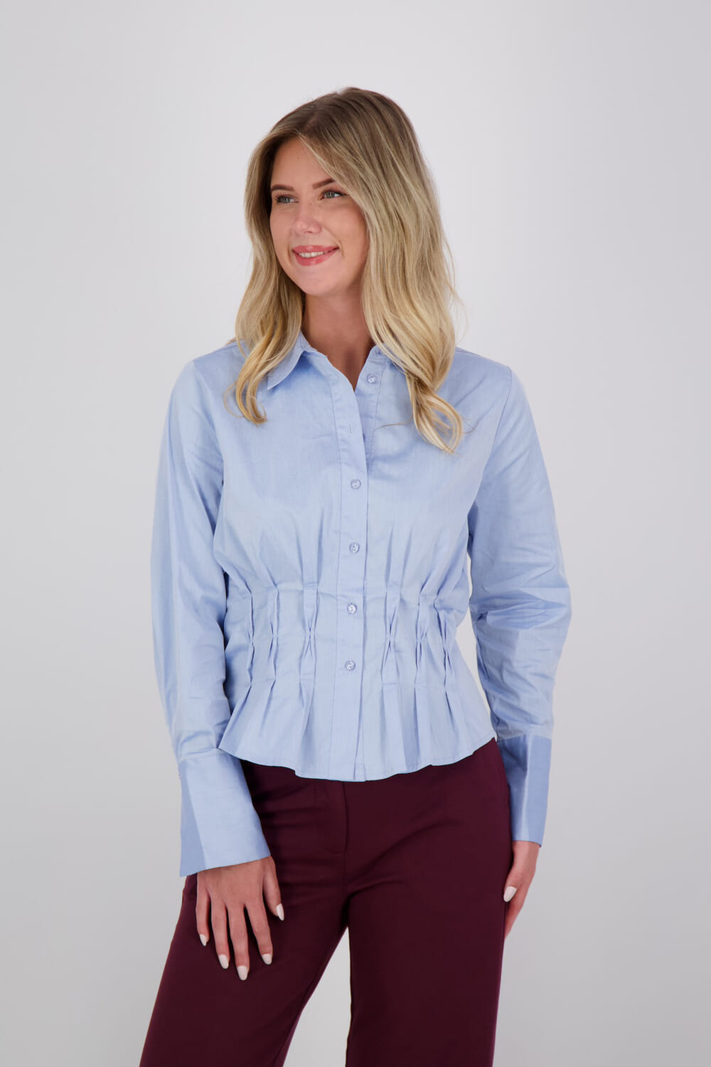 Co'couture Blouse Poppy pleat waist Blauw