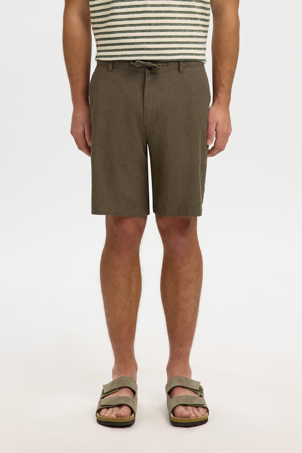 Selected Homme Short Brody Regular Linnen blend Army
