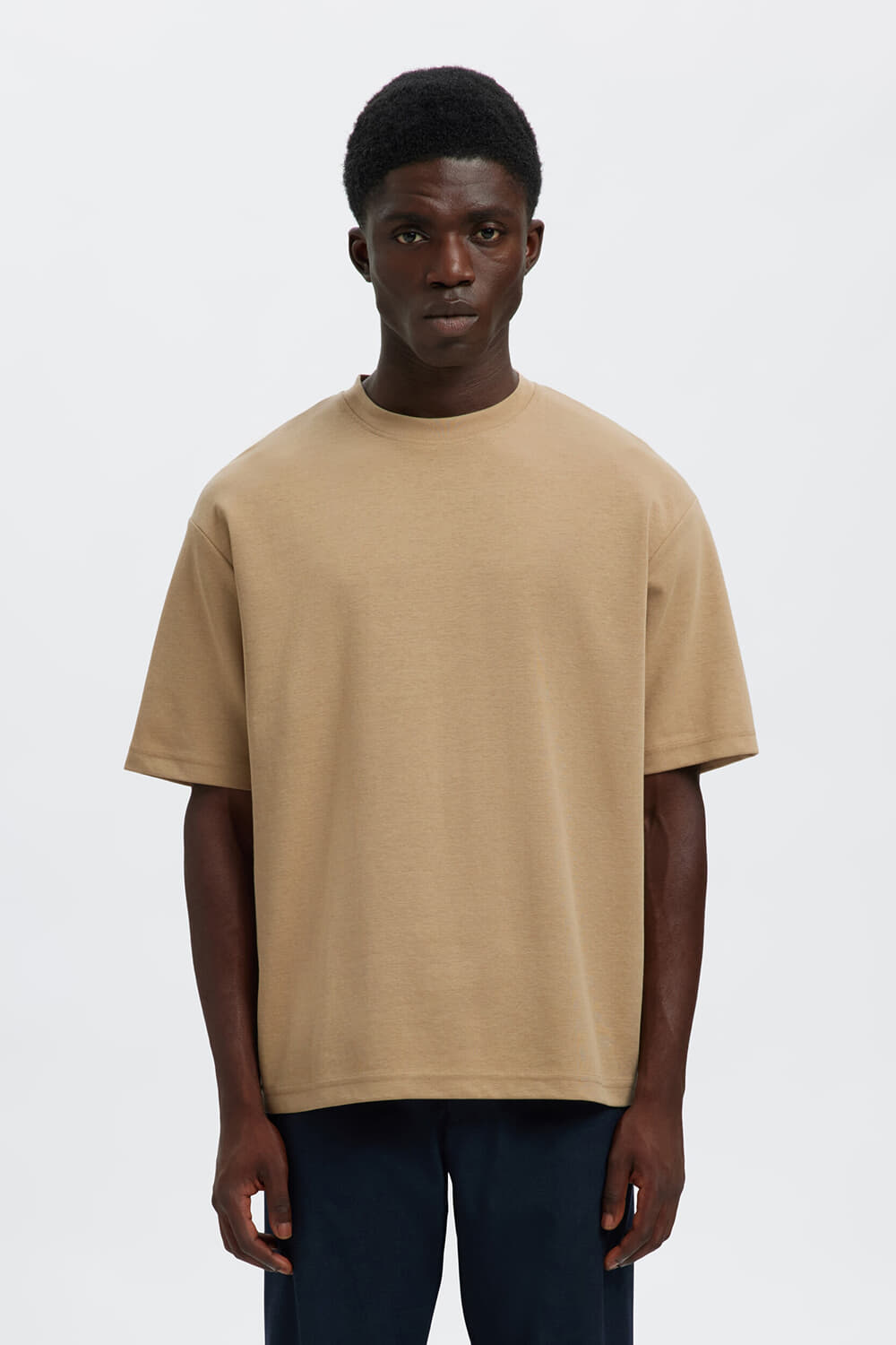 Selected Homme T-shirt Oscar Loose Fit Beige