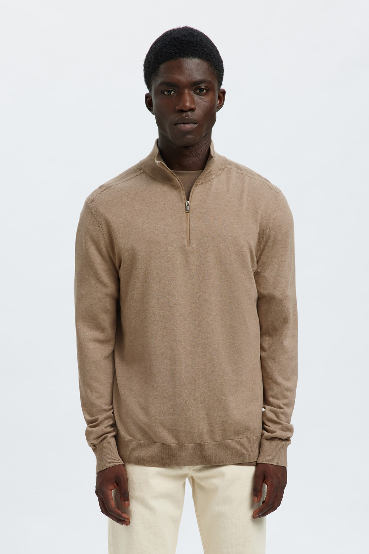 Selected Homme Half-zip Trui Berg Beige