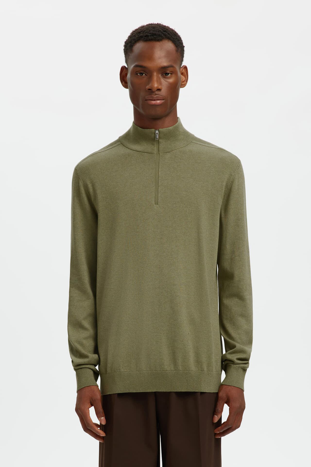 Selected Homme Half-zip Trui Berg Groen