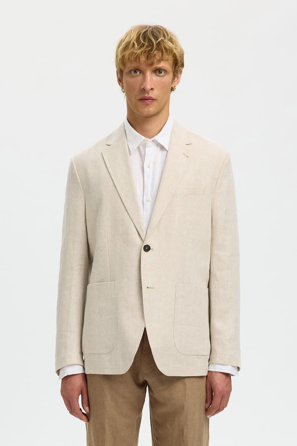 Selected Homme Blazer Charles Regular Linnen Beige