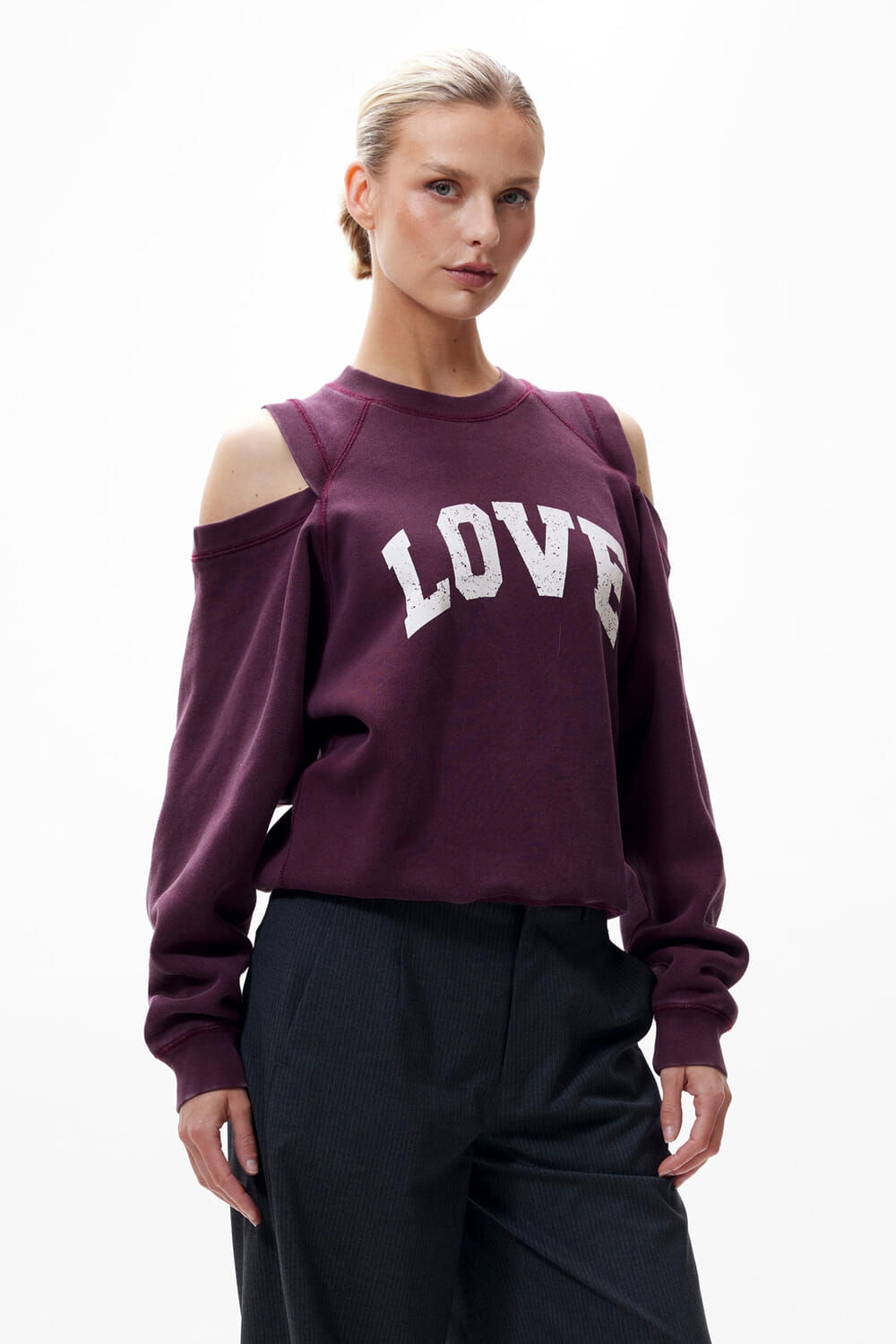 Catwalk Junkie Sweater Graphic with cut out Bordeaux Rood