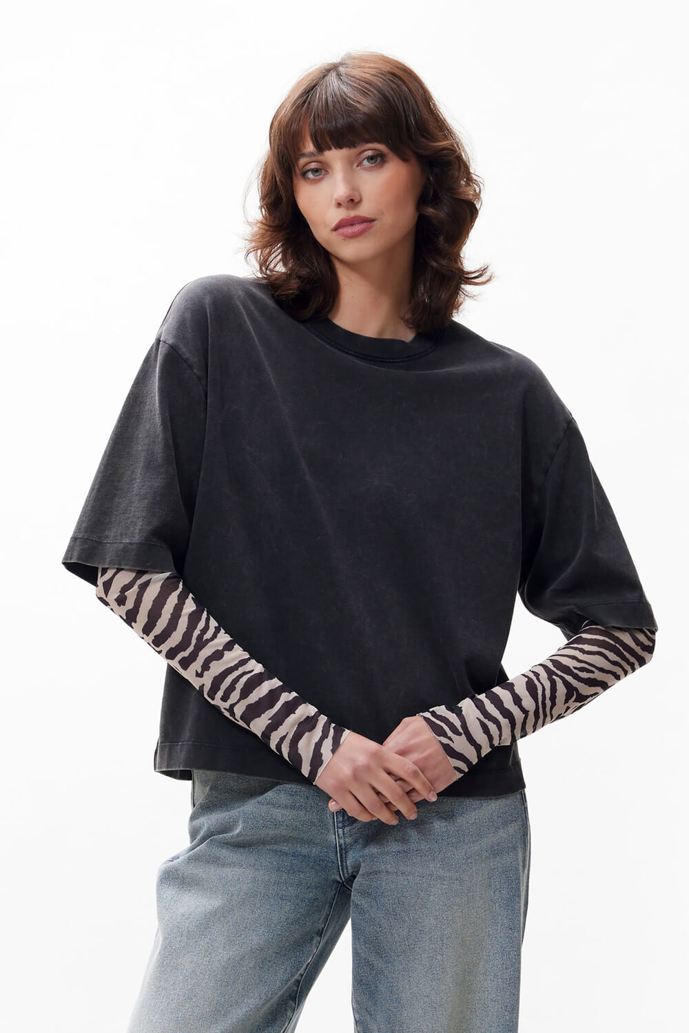 Catwalk Junkie Longsleeve with Zebra Antraciet