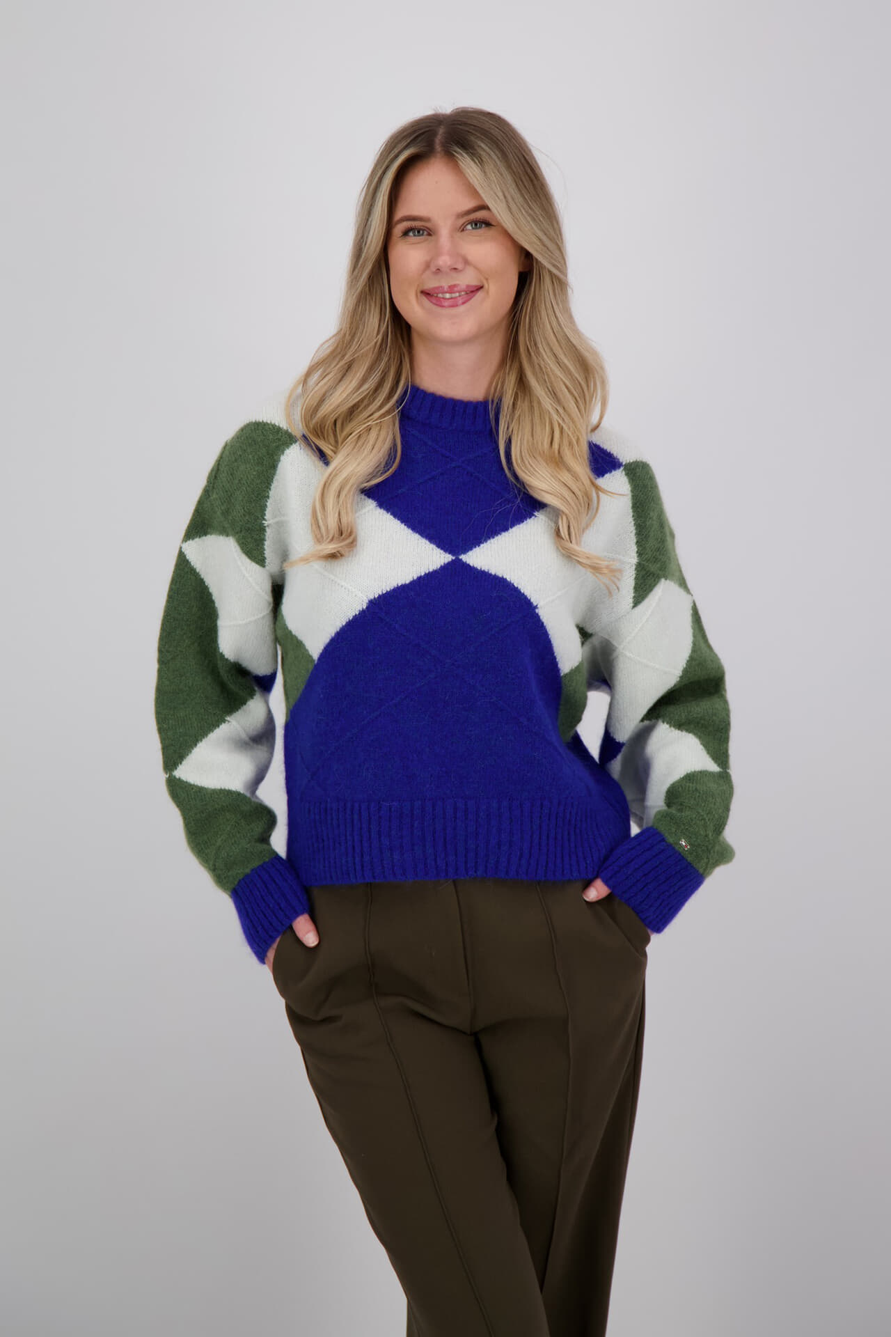 Tommy Hilfiger Trui Ruit Alpaca Kobalt Blauw