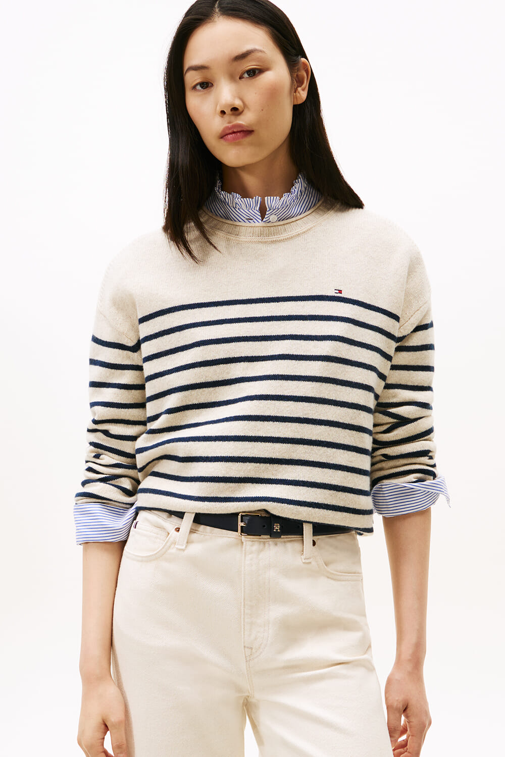 Tommy Hilfiger Trui Soft Wol Relaxed Fit Beige
