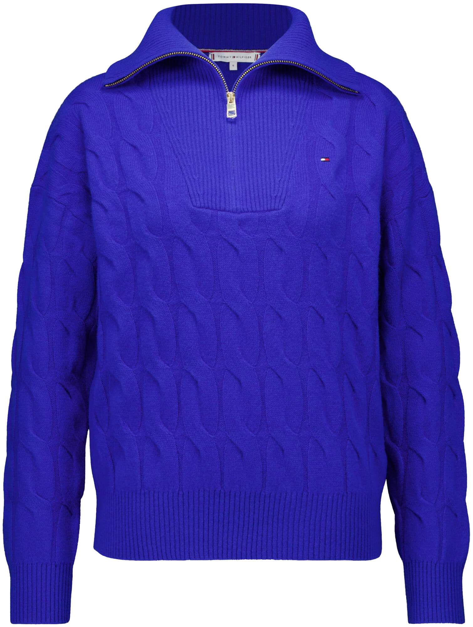 Tommy Hilfiger Gebreide Zip-trui Cable Soft Wol Kobalt Blauw
