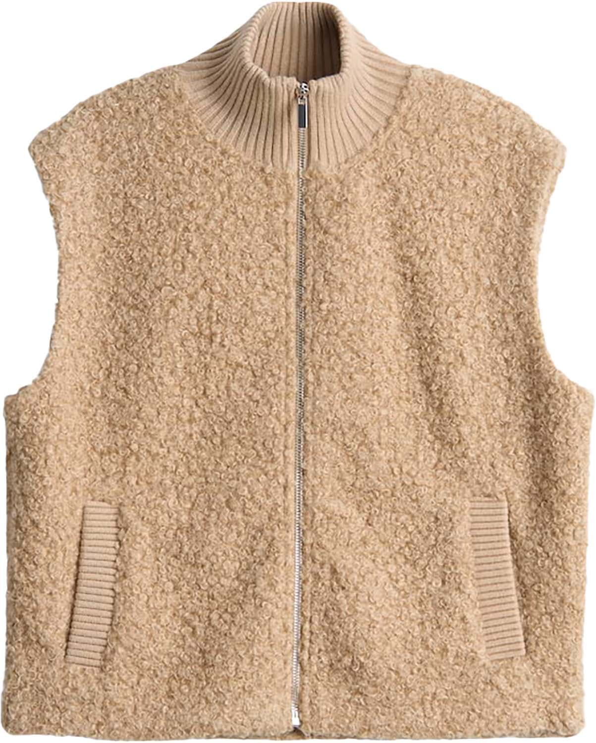 Opus Sweat Gilet Guluni in bouclé look Beige