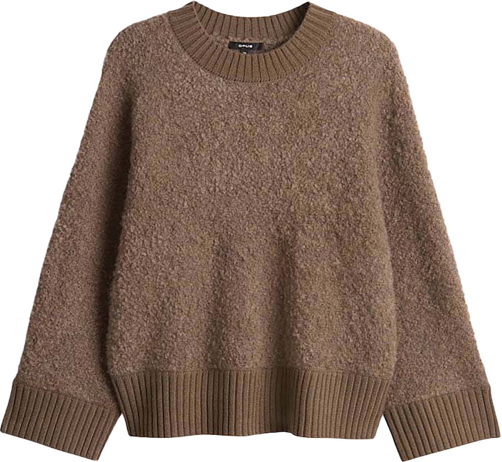 Opus Gebreide Trui Pennan in bouclelook Bruin