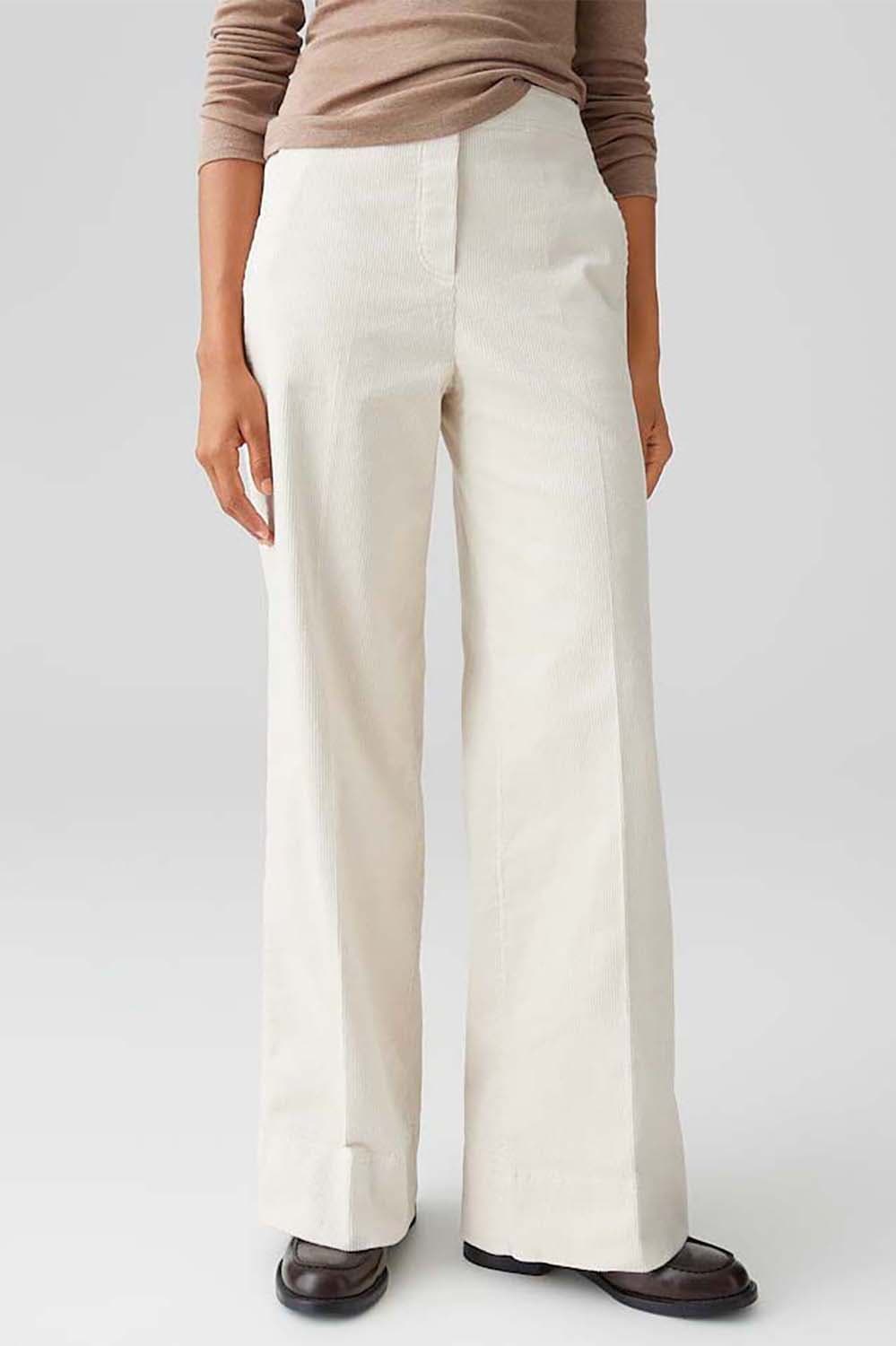 Opus Broek Mileni Cargo in ribfluweel Crème