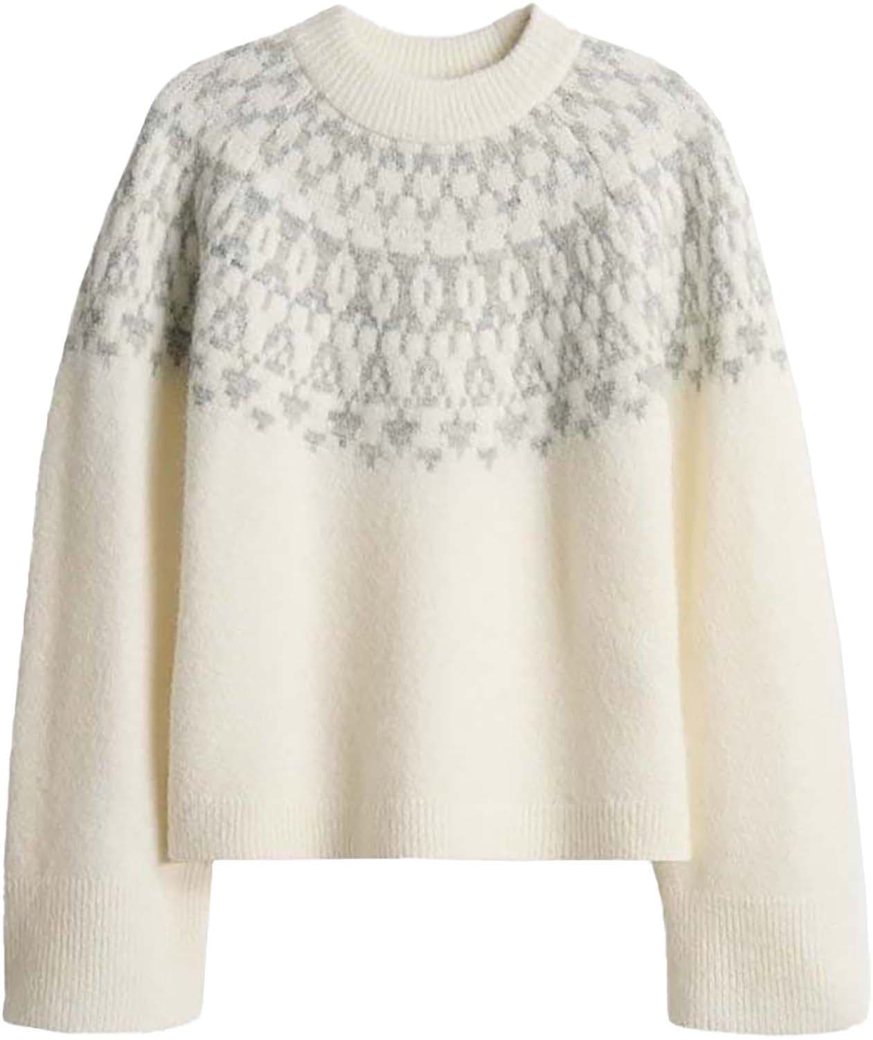 Opus Gebreide Trui Porway met fair isle-patroon Off White