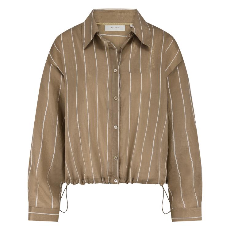 Nukus Blouse Iris Stripe Bruin