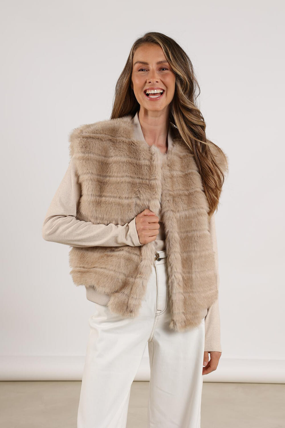 Nukus Billy Gilet Stripe Kakhi