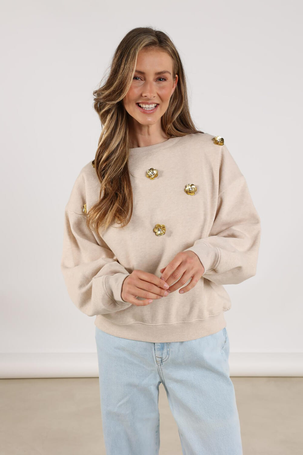 Nukus Pullover Beatriz Flower Beige