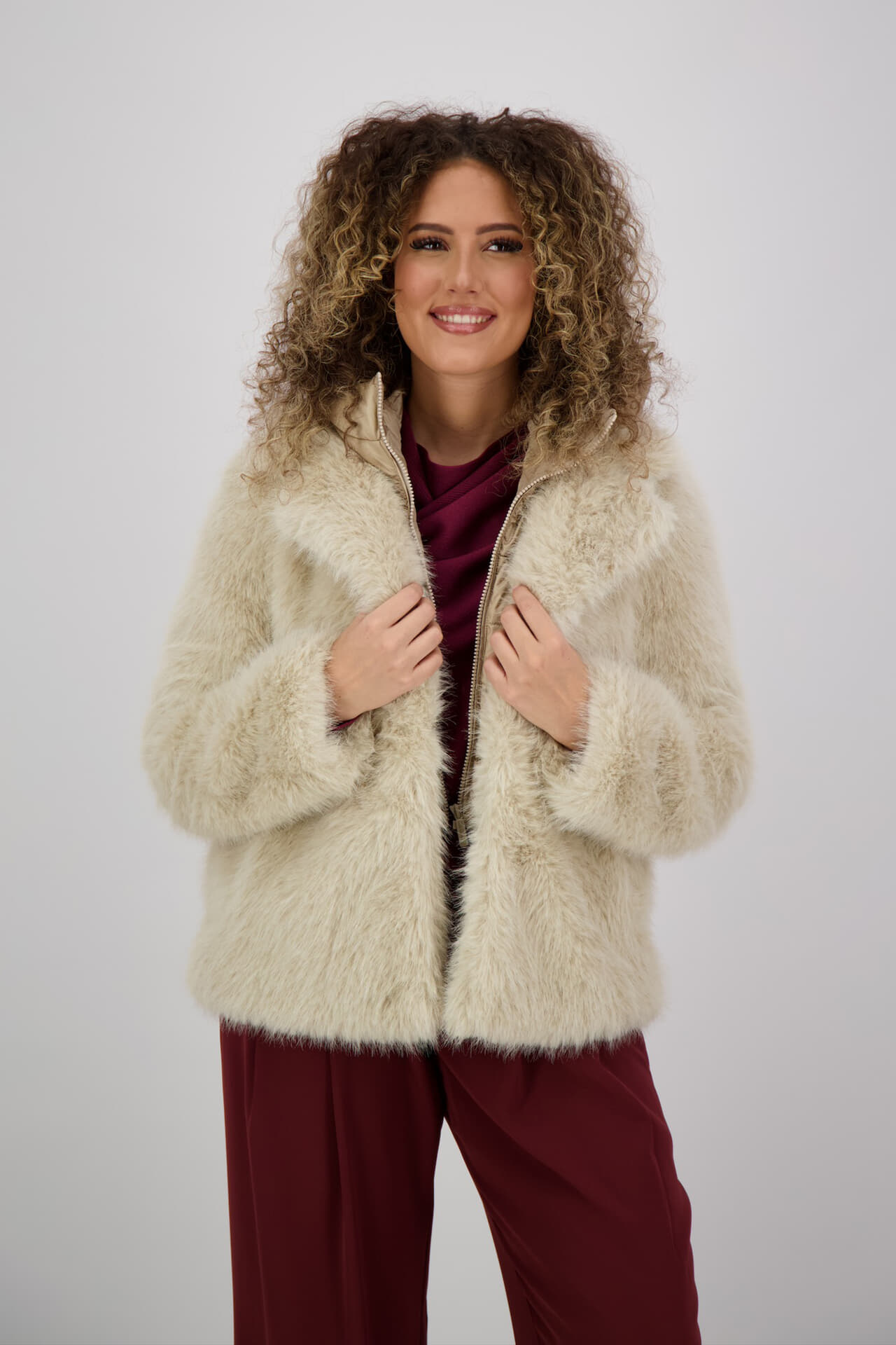 Bomboogie Korte Jas Paris met Waterafstotend imitatiebont Beige