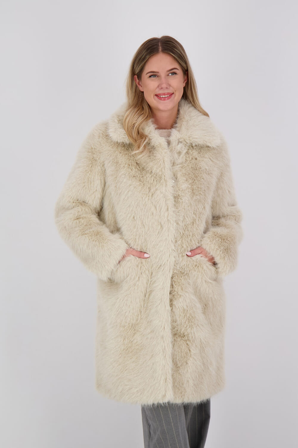 Bomboogie Jas Long Hair Eco Fur Beige