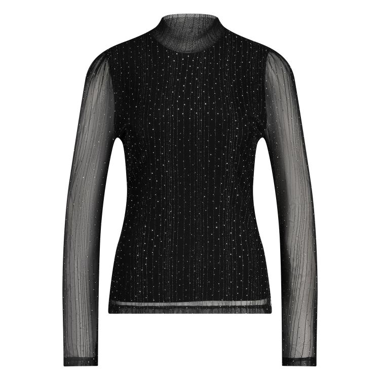 Nukus Top Puck Strass Zwart