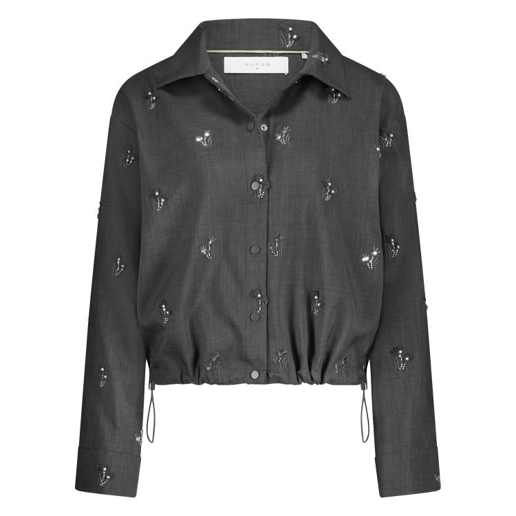 Nukus Blouse Newport Embroidery Antraciet