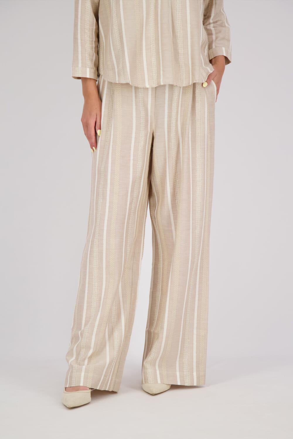 Studio Anneloes Pantalon Fardeau gold stripe Beige
