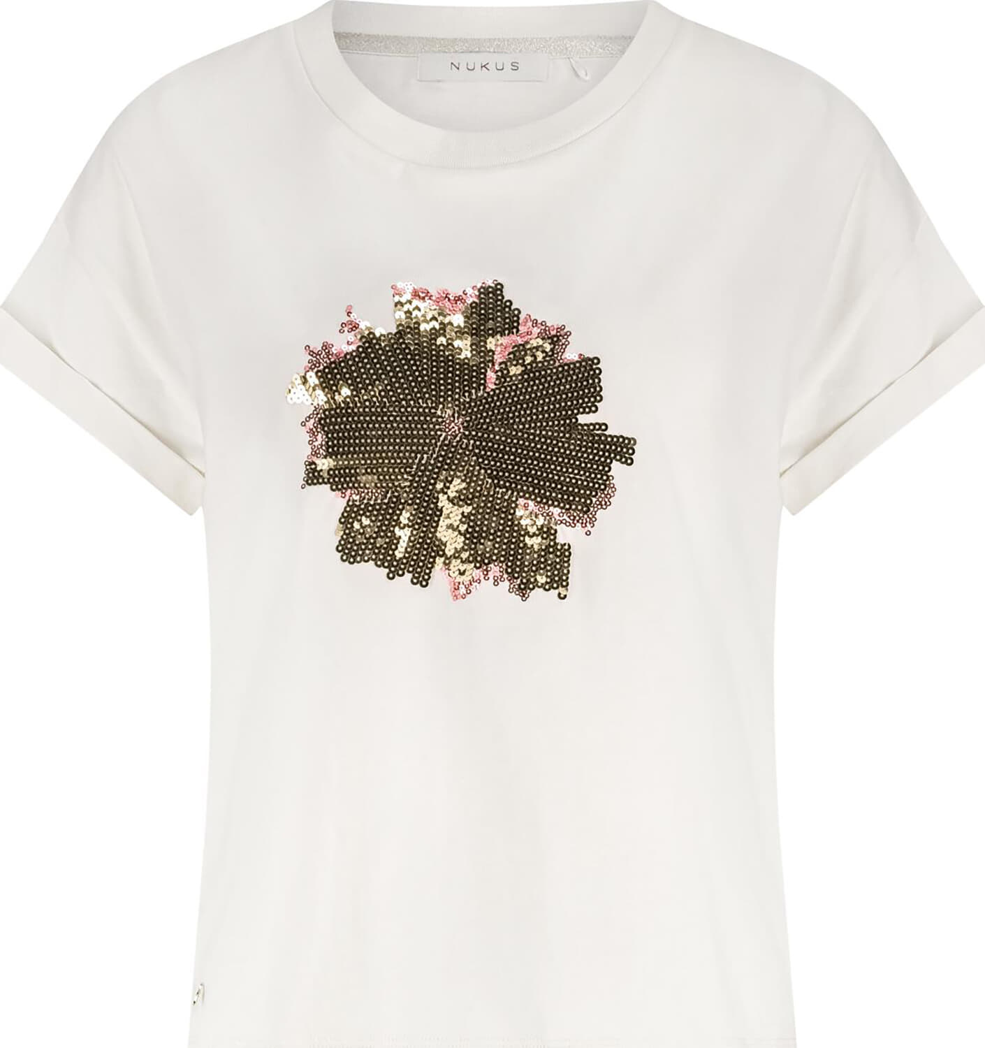 Nukus T-shirt Rimona Paillet Flower Wit