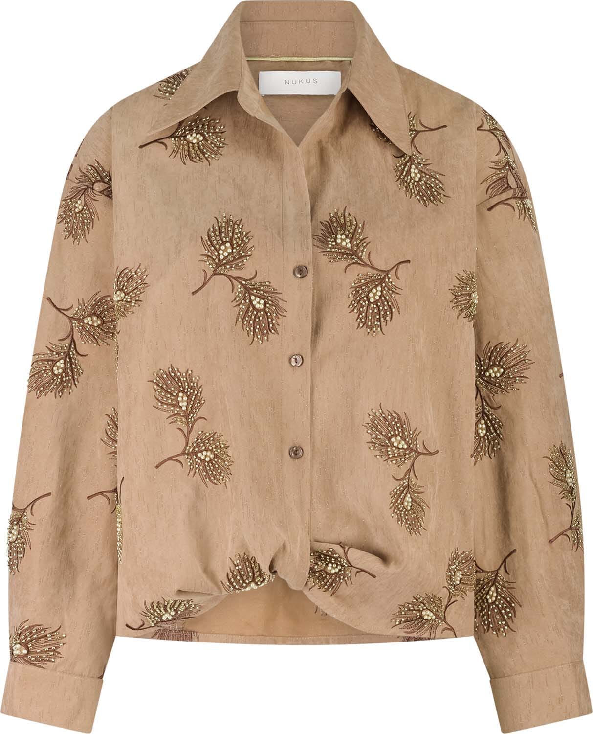 Nukus Blouse Iris Embroidery Bruin