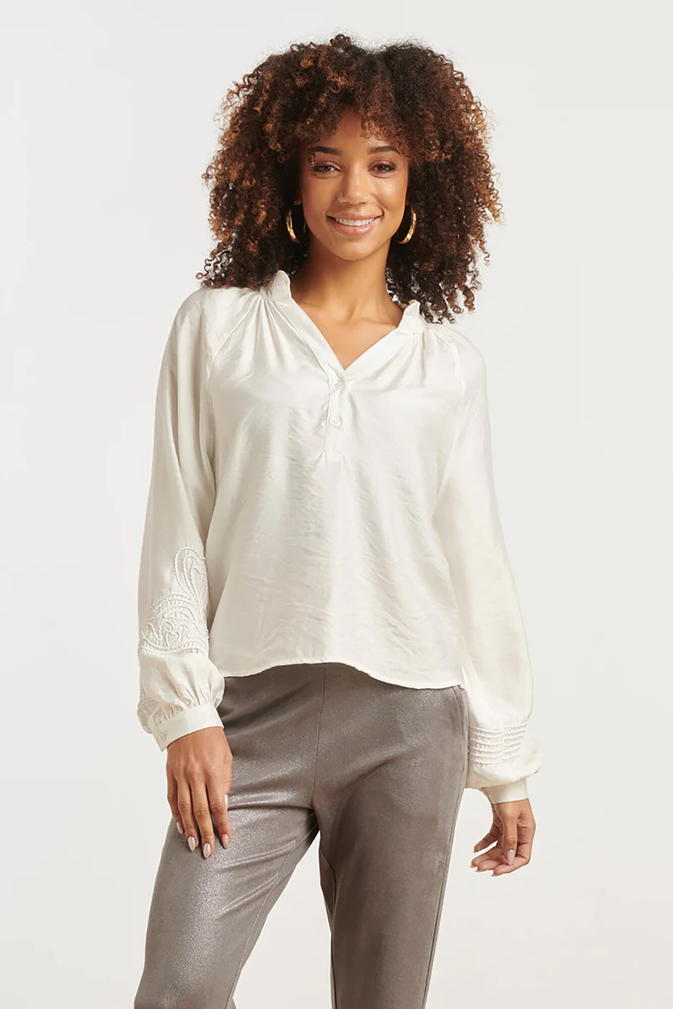 Smashed Lemon Blouse borduur Wit